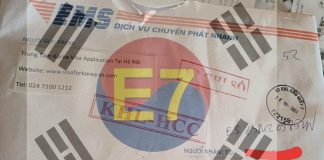 Bưu kiện Đại sứ quán Hàn Quốc gửi hộ chiếu và visa E7