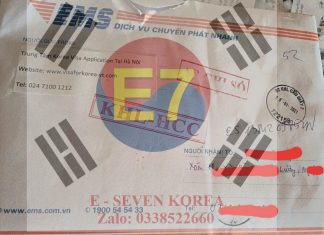 Bưu kiện Đại sứ quán Hàn Quốc gửi hộ chiếu và visa E7